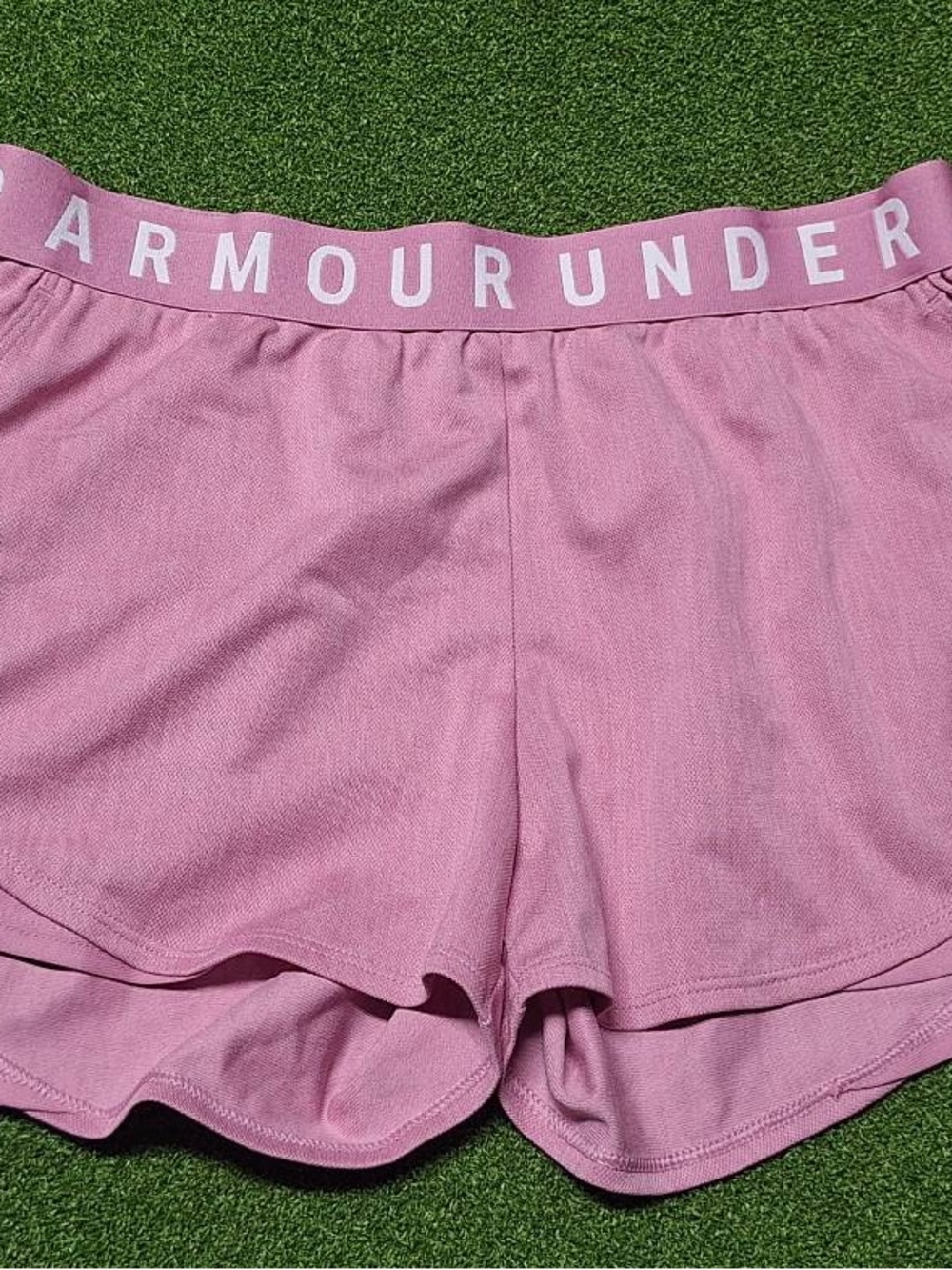 Under Armour Women's Dusty Pink Athletic Shorts with Logo Waistband